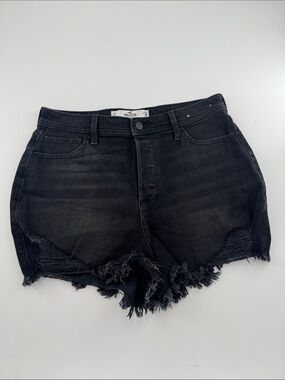 Hollister Black Frayed Distressed Denim Shorts